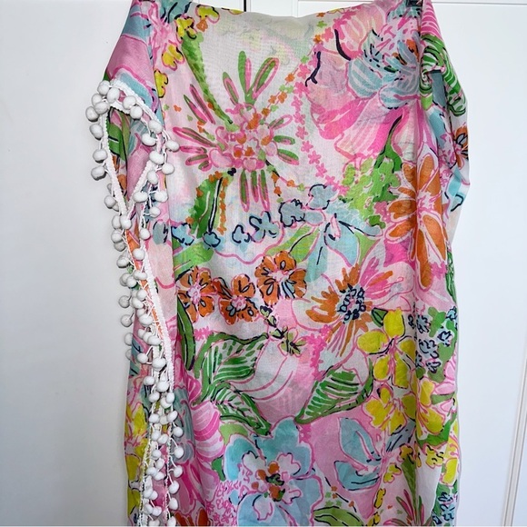Lilly Pullitzer Target Nosey Posie Scarf With Pom Poms Swim Cover-Up - Picture 3 of 9